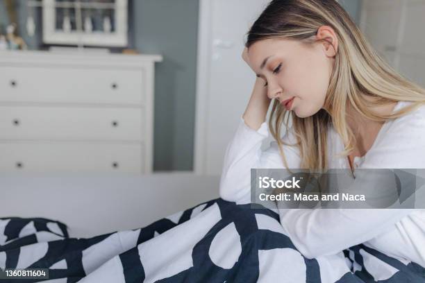 Unhappy Woman Suffering From Depression Stock Photo - Download Image Now - Miscarriage, One Woman Only, 25-29 Years
