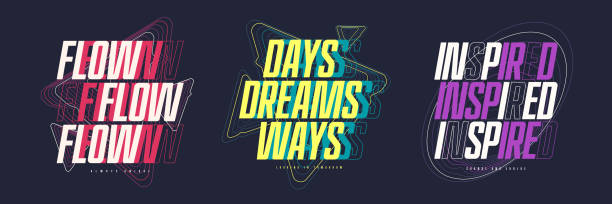 Collection of three vector stylish typographic tee designs, posters, prints Collection of three vector stylish typographic tee designs, posters, prints. abstract shirts stock illustrations