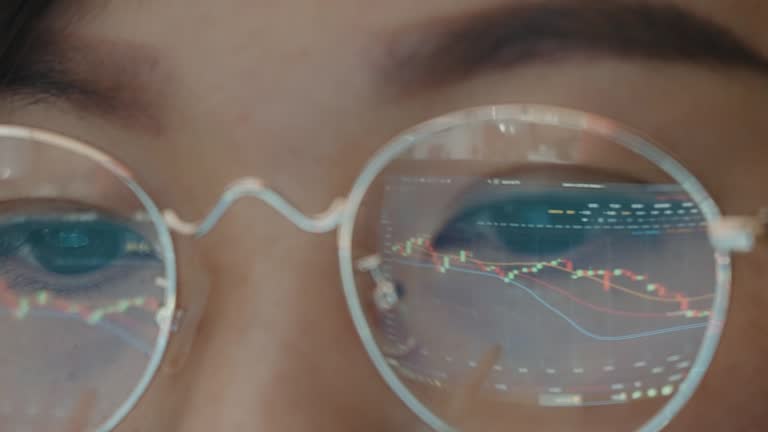 Woman Looking Stock Market Graph on Computer Monitor