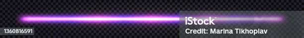 Neon Stick Laser Beam With Glowing Light Effecr Purple Blue Gradient Electric Thunder Bolt Fluorescent Halogen Ray Lineisolated On Dark Transparent Background Vector Illustration Stock Illustration - Download Image Now