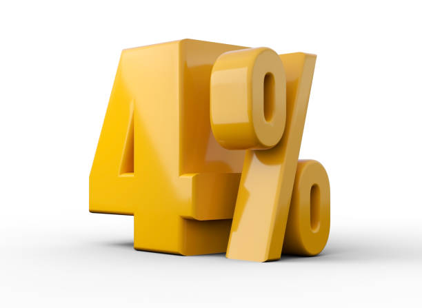 istock 4% 3d illustration. Orange four percent special offer on white background 1360817879