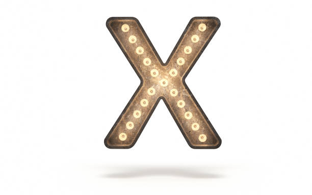 istock Letter X decorated with light bulb covered with concrete 1360820639