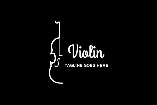 ilustraciones, imágenes clip art, dibujos animados e iconos de stock de silueta de violín minimalista simple para el vector de diseño del espectáculo de conciertos de música - violinist