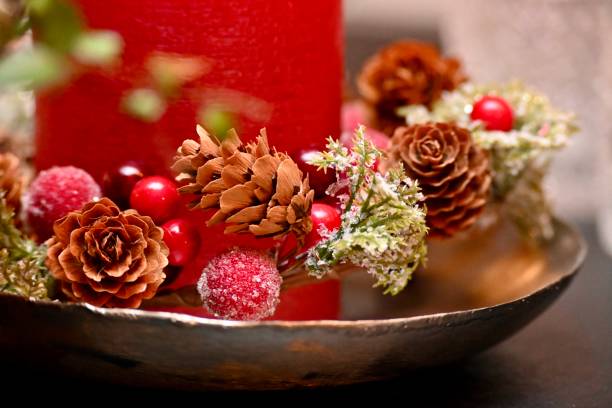 istock Christmas decoration with cones 1360822299