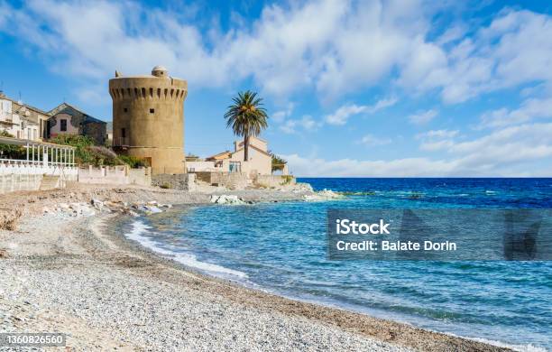 Landscape With Plage De Miomo Corsica Stock Photo - Download Image Now - Bastia, Ancient, Architecture