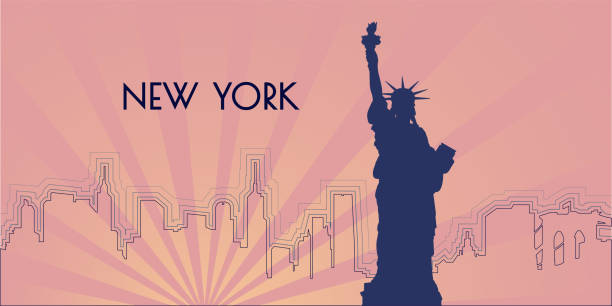 ilustrações, clipart, desenhos animados e ícones de fundo de nova york - retro revival new york state usa north america