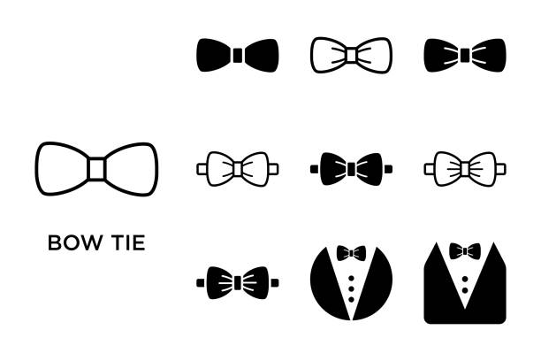 ilustrações de stock, clip art, desenhos animados e ícones de bow tie icon set vector design template - smoking
