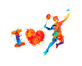 istock I love badminton. Symbol of splash paint 1360829221