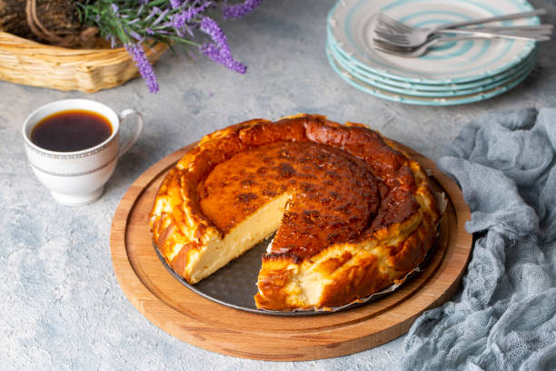 istock Basque burnt cheesecake homemade style, San Sebastian cake 1360830109