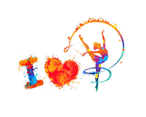 istock I love Rhythmic gymnastics. Symbol of splash paint 1360832120