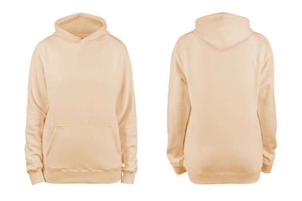 istock woman's beige blank hoodie template 1360842196