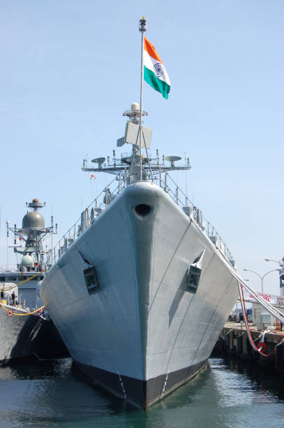 Indian Navy missile destroyer at berth. Indian Navy missile destroyer at berth. indian navy stock pictures, royalty-free photos & images