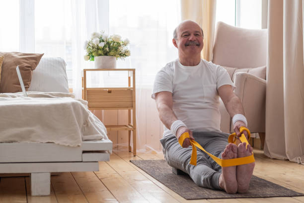 istock Man sitting in paschimottanasana or Intense Dorsal Stretch pose 1360849143