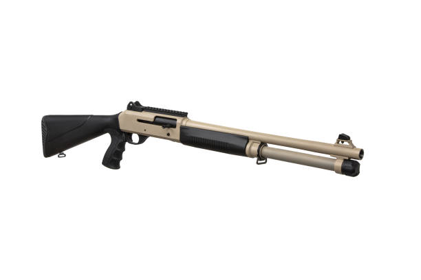 Modern semi-automatic shotgun. Weapons for sports and hunting. Weapon isolate on white background.