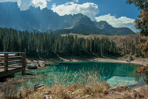 Beautiful Italian lake countryside landscape view