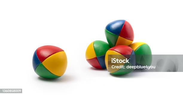 Colorful Juggling Balls Against A White Background Stock Photo - Download Image Now