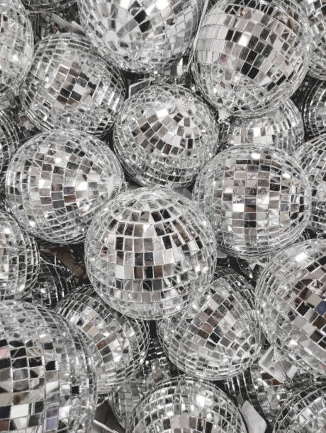 Sale of little disco balls for Christmas tree. Decorative mirror balls for New Year celebration.Sale of little disco balls for Christmas tree. Decorative mirror balls for New Year celebration. Sale of little disco balls for Christmas tree. Decorative mirror balls for New Year celebration. glitter ball stock pictures, royalty-free photos & images