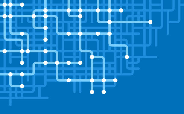 zdecentralizowane węzły sieciowe połączenia subway street network abstrakcyjne tło - ścieżka stock illustrations