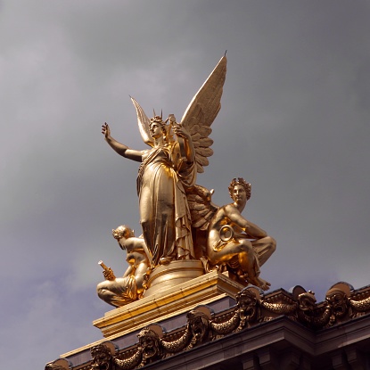 Close-up of the  gold ornamentation on a Paris France Bridge
