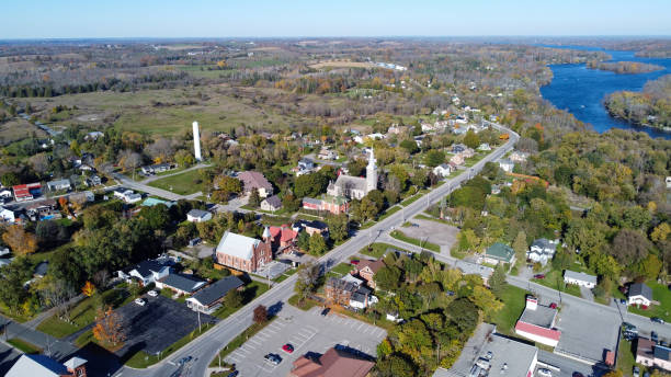 istock Aerial view Trent River, Hastings, Ontario 1360865948
