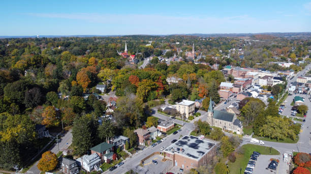 istock Aerial view Trent River, Hastings, Ontario 1360865953
