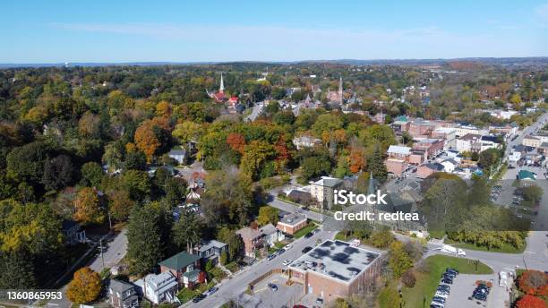 Aerial View Trent River Hastings Ontario Stock Photo - Download Image Now - Above, Aerial View, Autumn