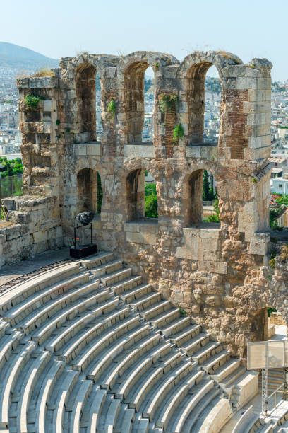 istock Ancient Odeon of Herodes Atticus in Athens, Greece on Acropolis hill 1360866654