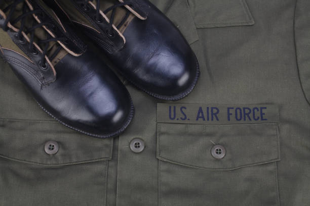 istock U.S. AIR FORCE olive drab uniform with boots 1360872555