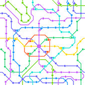 istock Metro subway map, city public transport scheme seamless pattern. Underground train station map, subway metro scheme vector background illustration. Subway tube map 1360881479