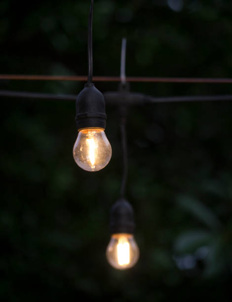 istock Glowing incandescent lamp on a blurred leaf background 1360893152