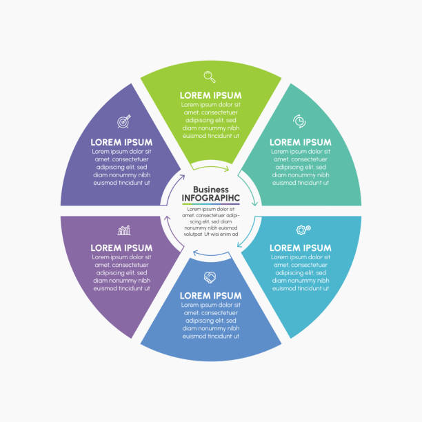 ilustraciones, imágenes clip art, dibujos animados e iconos de stock de círculo de negocios. iconos infográficos de línea de tiempo diseñados para la plantilla de fondo abstracto - parte de