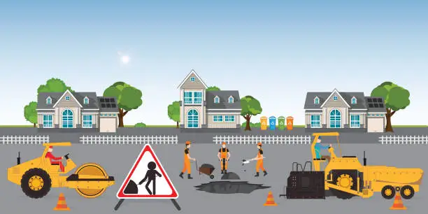 Vector illustration of Road under construction.