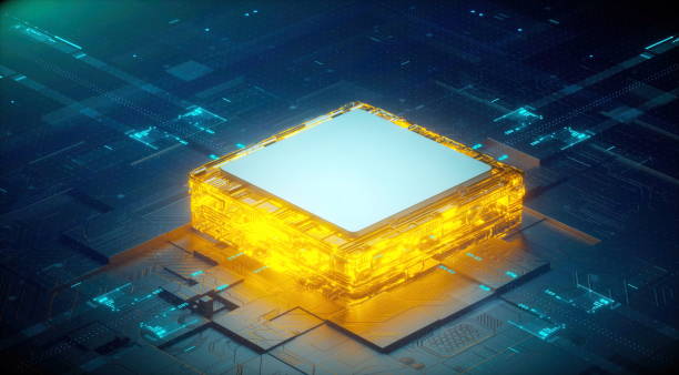 istock 3D rendering of cyberpunk AI. Circuit board. Technology background. Central Computer Processors CPU and GPU concept. Motherboard digital chip. Tech science background. 1360898222