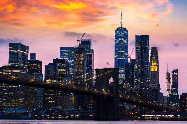 istock Brooklyn Bridge and Manhattan at sunset 1360899565