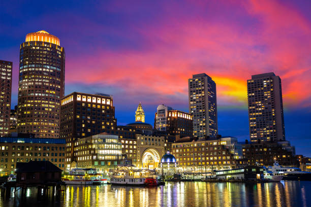 istock Boston cityscape at night 1360906846
