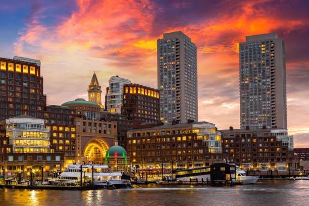 istock Boston cityscape at night 1360907500