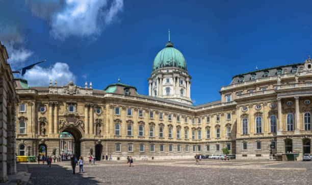 patio de leones del palacio del castillo de buda en budapest, hungría - street royal palace of buda budapest hungary fotografías e imágenes de stock