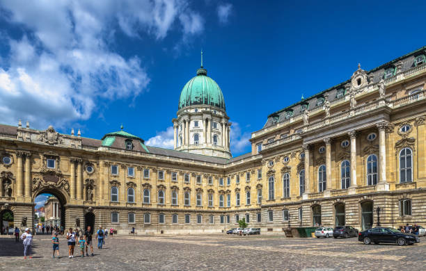 patio de leones del palacio del castillo de buda en budapest, hungría - street royal palace of buda budapest hungary fotografías e imágenes de stock