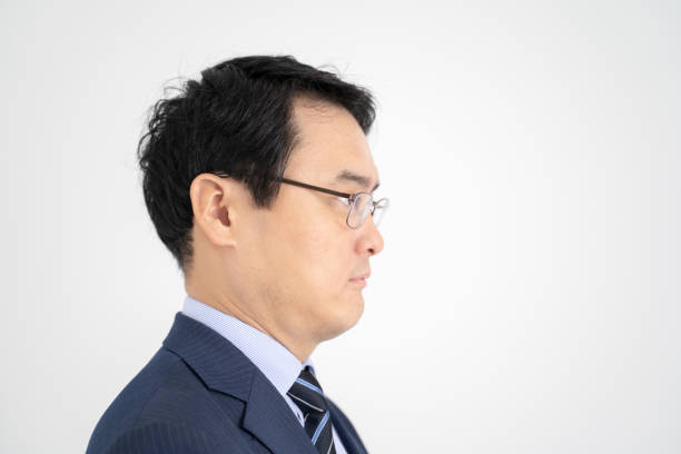 istock Male businessman looking at goals White background 1360920470