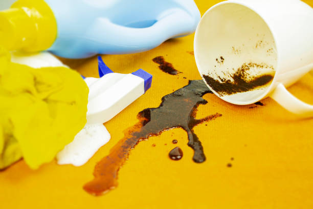 istock A spot on a light fabric, tablecloth, sofa. Washing, cleaning the fabric 1360926926