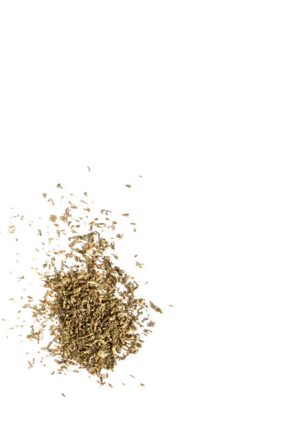 istock Heap of dried Thyme close up isolated on white background 1360928856