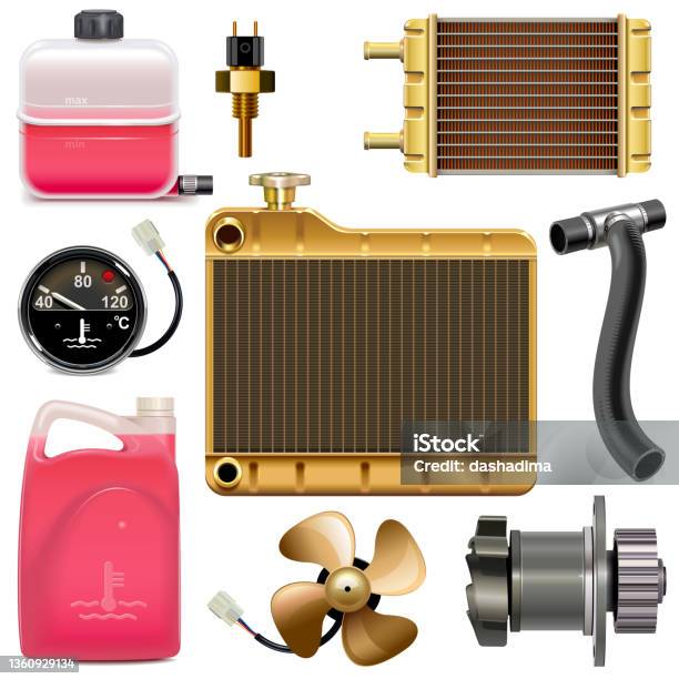 Engine Radiator Decoration Vector Car Radiator Spares Stock Illustration - Download Image Now ...