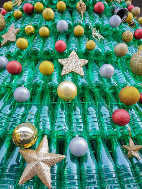 istock DIY Christmas tree made from recycled plastic bottles. 1360932835