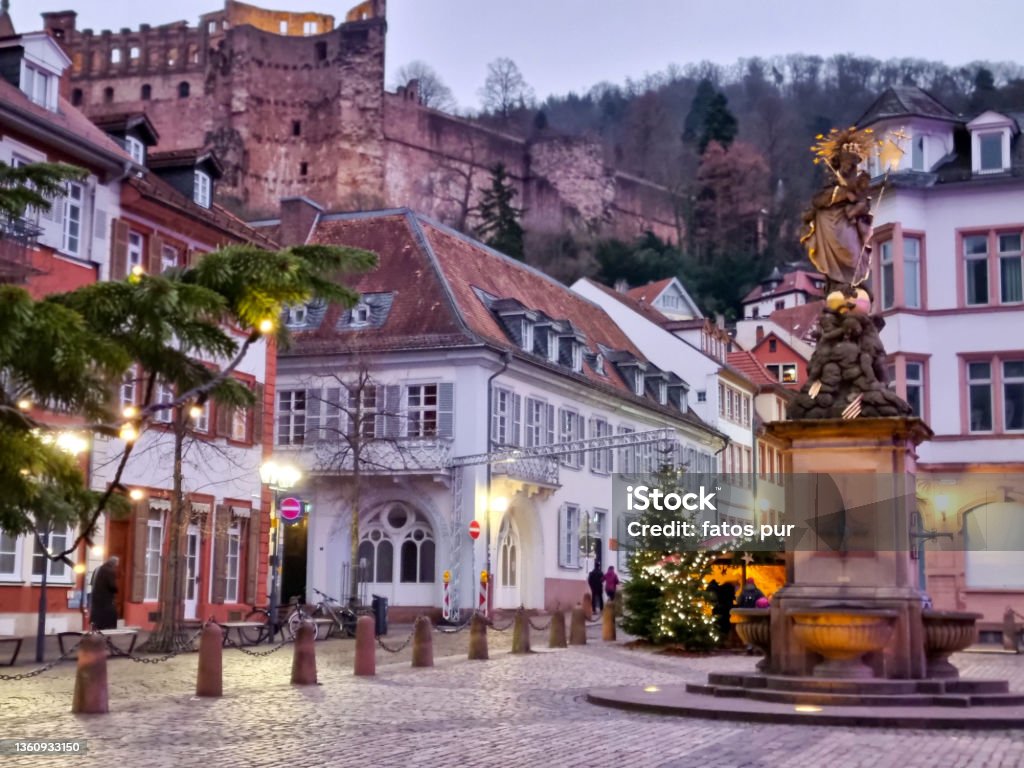 Heildelberg old city center in Christmas time Heidelberg - Germany Stock Photo
