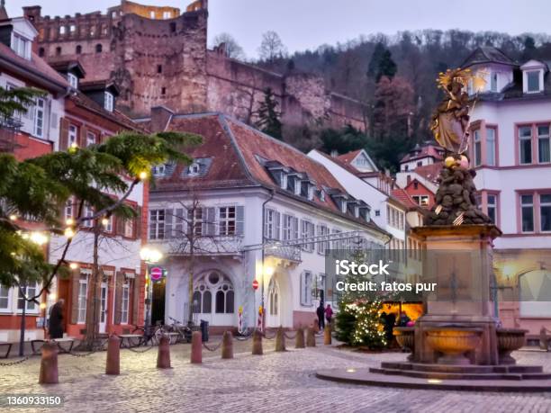 Heildelberg Old City Center In Christmas Time Stock Photo - Download Image Now - Heidelberg - Germany, Christmas, Christmas Market