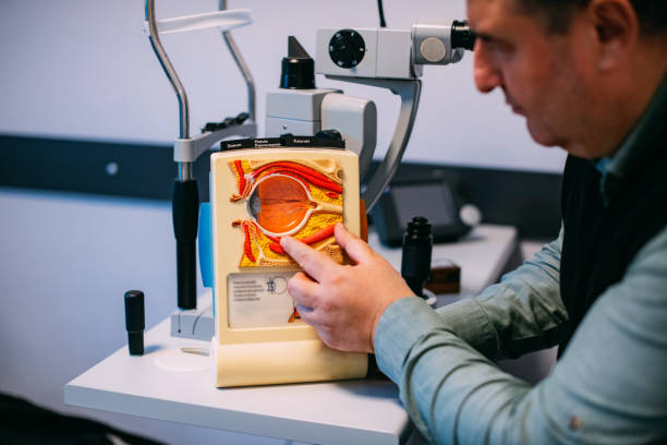 istock Doctor Giving Information on Eye Model 1360934871