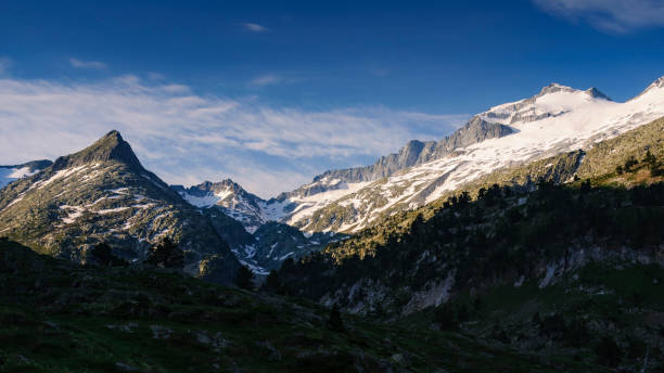 Plan d'Aigualluts under the Aneto summit in summer (Benasque, Pyrenees, Spain) stock photo