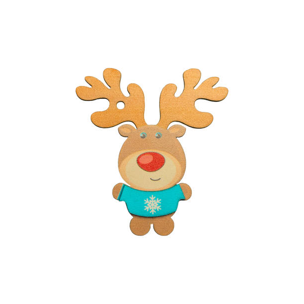 istock Wooden deer isolated on a white background used for Christmas 1360941271