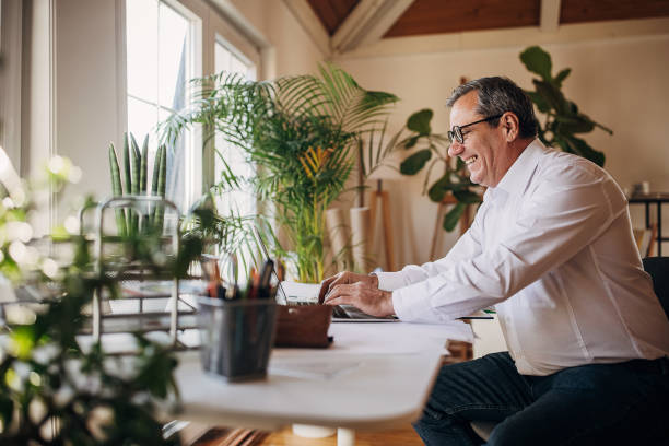 istock Business man working from home, video call 1360941945