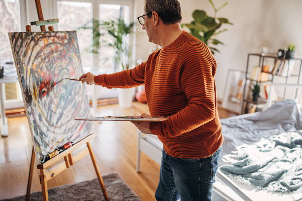istock The artist works in a home studio 1360946127